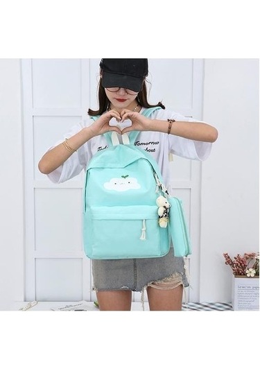 5 Adet Set Moda Sırt Çantası Kız Tuval Sırt Çantaları Casual Çocuklar Okul Çantaları Bayanlar Gençler Için Sırt Çantası Kızlar Okul Çantaları Okul Çantaları Hovrf3 Yeşil