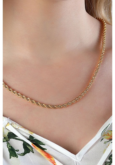 14 Ayar Altın Zincir Kalın Halat Zincir Kolye 45 Cm Uzunluk 4,00 Mm Eni