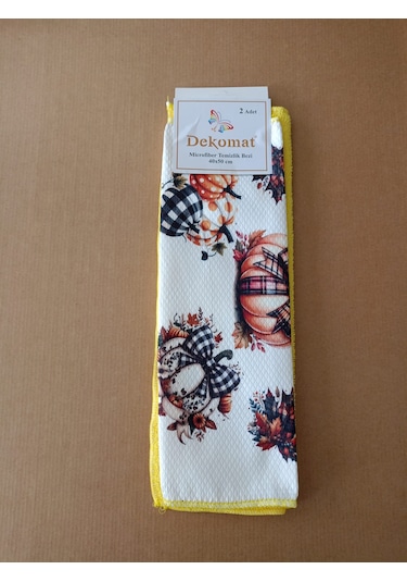 Microfiber Temizlik Bezi 40x50 Cm 2 Adet Bir Adet Baskılı Bir Adet Naturel