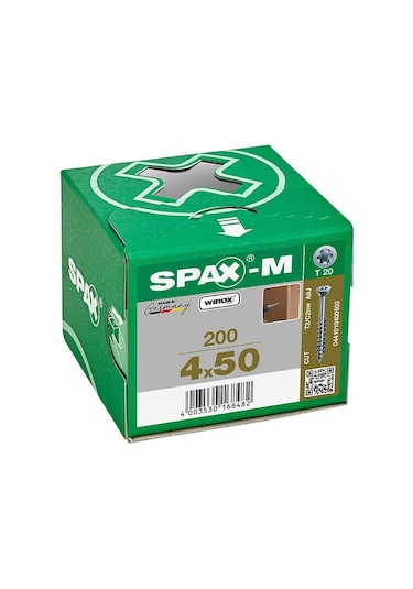 SPAX-M, 4 x 50 mm, 200 Adet, Yarım Dişli, Havşa Başlı,