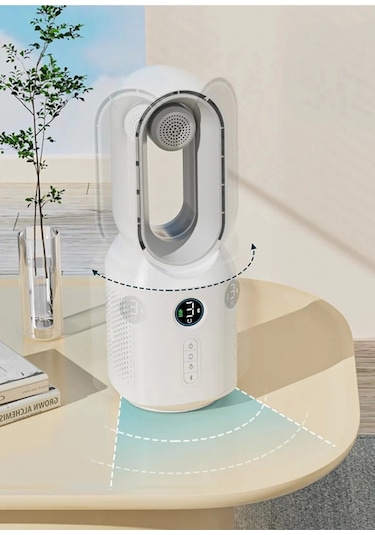 Hepu Hp-f29 Masaüstü Işıklı Type-c Şarjlı Bluetooth Hoparlörlü Sessiz Kule Tipi Fan