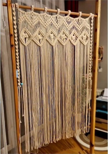 100x150 Makrome Perde, Kapı Perdesi, Duvar Süsü Ekru