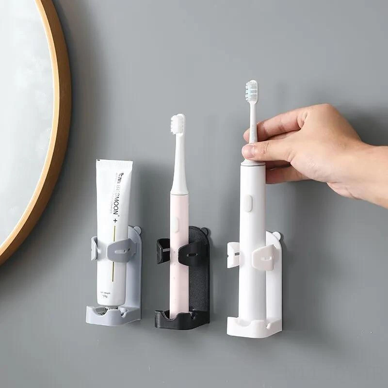 Youmex Banyo Abs Plastik Tutucu, Elektrikli Fırça Ve Tıraş Makinesi İçin, Delme Yok, Otomatik Yapışkan, Su Birikmesi Önleyici, Beyaz, 1 Adet Siyah