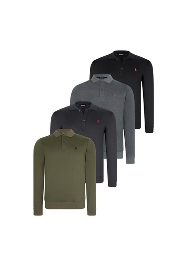 Dörtlü Set V4007 Dewberry Erkek Sweatshırt-siyah-lacivert-antrasit-haki Siyah-lacivert-antrasit-haki