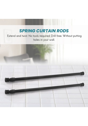 Adet Yaylı Perde Çubukları 16 İla 28 İnç Gerilim Çubuğu Yaylı Perde Çubuğu Siyah