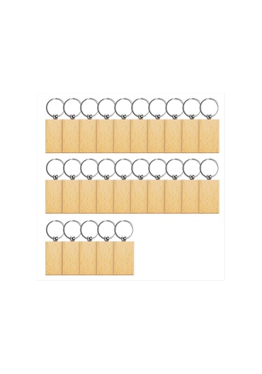 Gatherco 25 Adet Ahşap Anahtarlık Boşluğu Ahşap Anahtarlık, Tamamlanmamış Boş Anahtarlıklar Toplu, Kişiselleştirilmiş Gravür Boş Anahtarlıklar