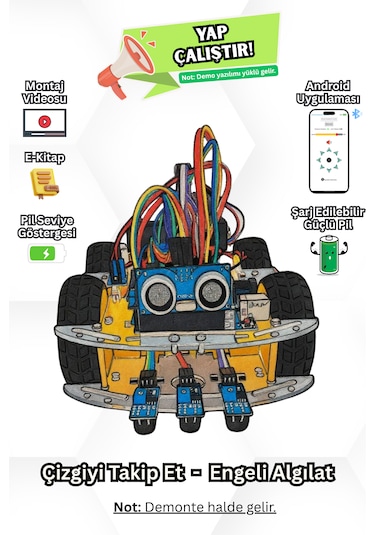 Arduino 4wd Robotik Araç Kiti - 4 Teker Robot Araba - Ble E-kitaplı Ve Videolu