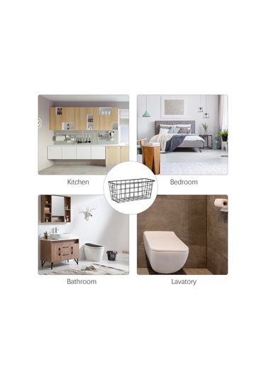 Leezsing Siyah Demir Duvar Basketi - Deliksiz Yapıştırıcı Montajlı, Mutfak/banyo/ofis Çekirdek Depolama Aracı Diğer