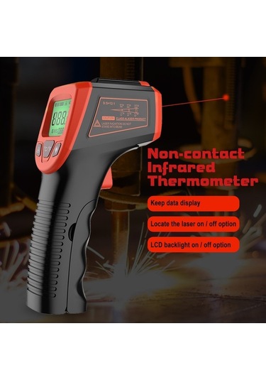 Moly Endüstriyel Entegre Sıcaklık Ölçer -50 C/+600 C, 12:1 Mesafe-oran, Ayarlanabilir Emisyon Oranı, Plastik Kırmızı