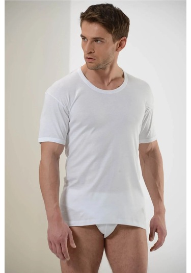 Faal 132x6 Erkek 6'lı Penye Ribana Yarım Kol Bisiklet Yaka Atlet-beyaz Beyaz