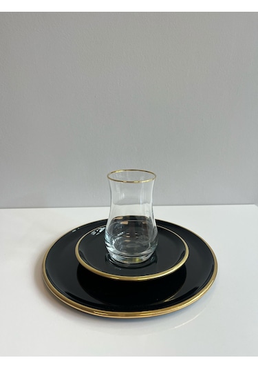 Glore 18 Parça Solid Pasta Çay Seti Siyah 85488 Siyah