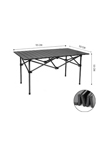 Katlanır Kamp Masası Portatif Outdoor Bahçe Piknik Masası 95 x 50 CM Siyah