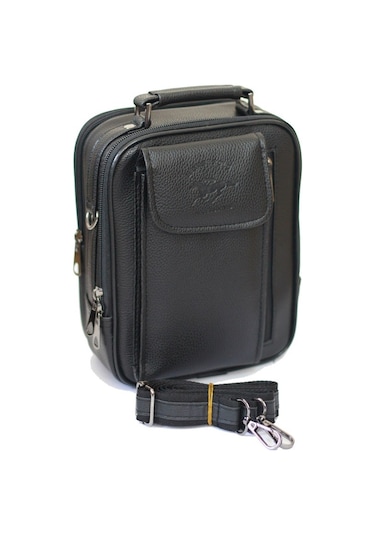 Erkek Siyah Deri Çelik Kasalı Telefon Bölmeli El Ve Omuz Çantası (539615540)