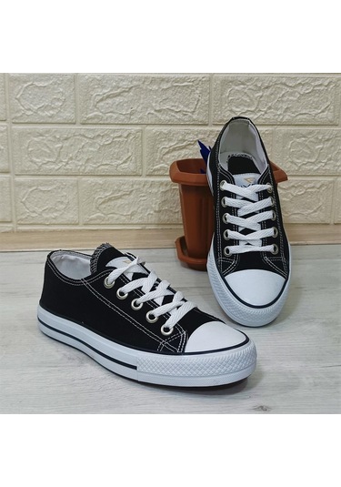 Fiyra 554 Siyah-Beyaz Kısa Unisex Sneaker Keten Spor Ayakkabı 001