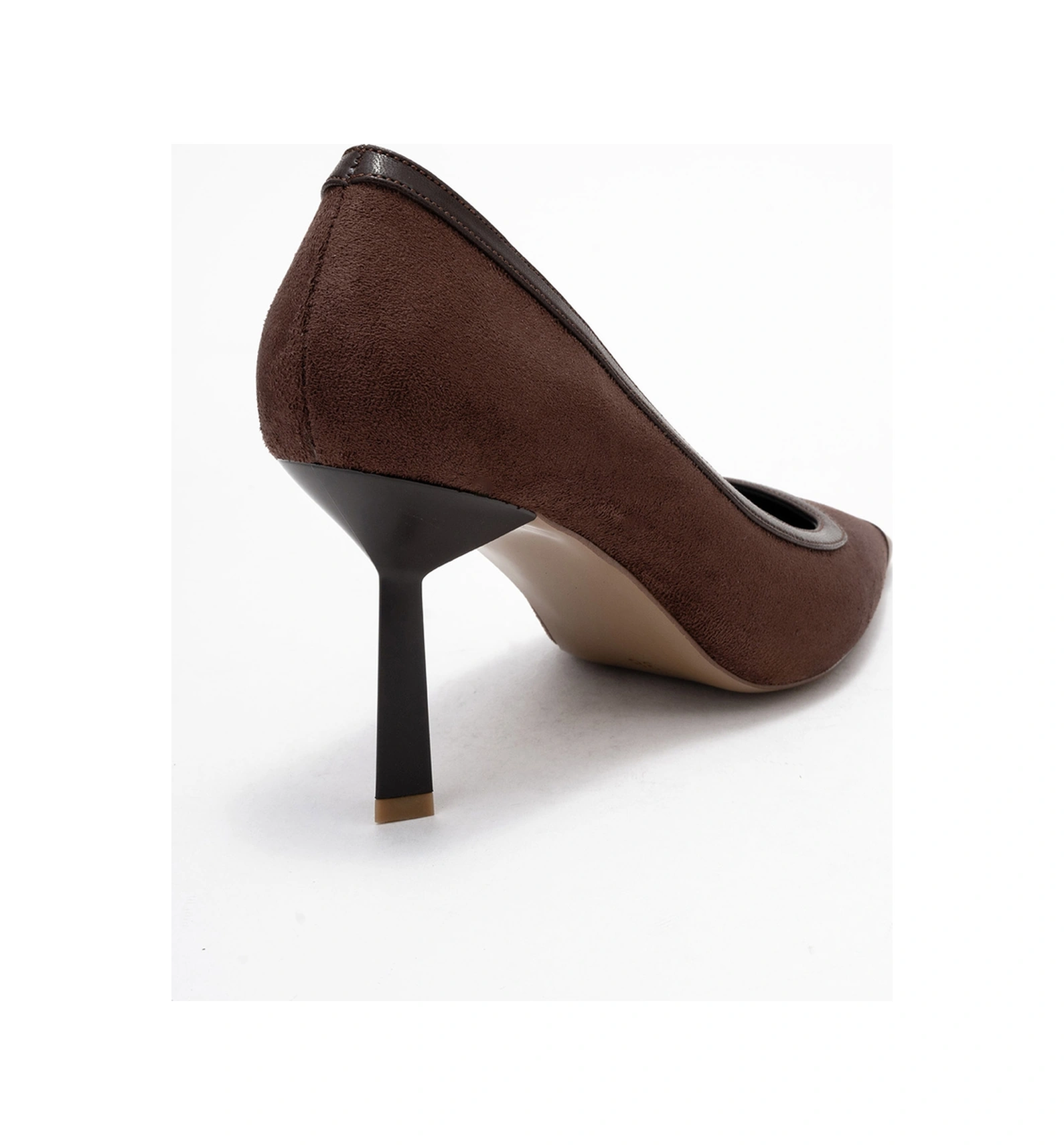 Rona Kahverengi Süet Mat Burunlu Kadın Topuklu Ayakkabı Kahverengi