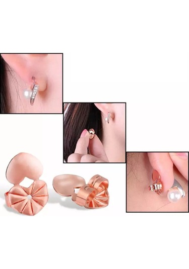 Vkemall Kaliteli Bakır Kalp Gövde Küpe Takma Aracı - Altın, Gümüş, Gül Altını 3 Çift Plastik Kutuda - Kullanıması Kolay Ev Kullanımlı Araç Gold