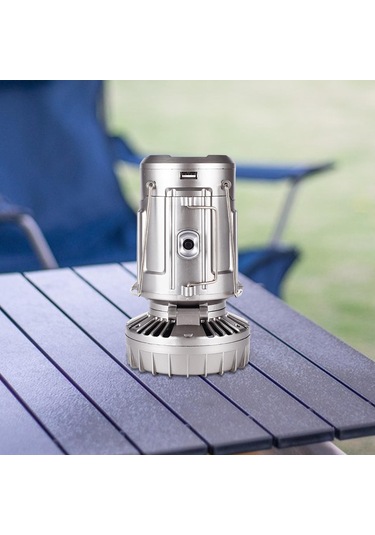 Homyl Güneş Enerjili Kamp Feneri Fanlı Elektrikli Fan Gümüş Gümüş