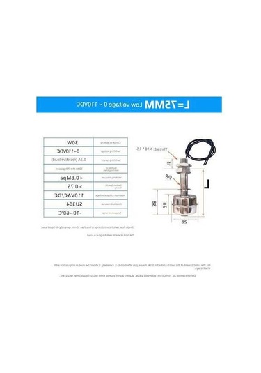 Trendooze Oda Sıcaklığı Paslanmaz Çelik Şamandıra Anahtarı 75mm Dc 0-110v - Özel Tasarım