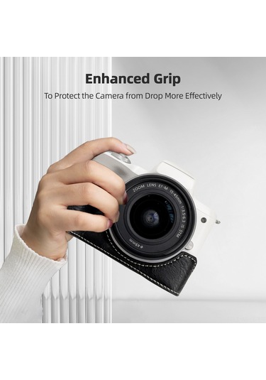 Monyee Eos M50/m50 Iı/m5 İçin Özel Tasarım Su Bufalo Desenli Kamera Kılıfı Ve Omuz Askısı Siyah