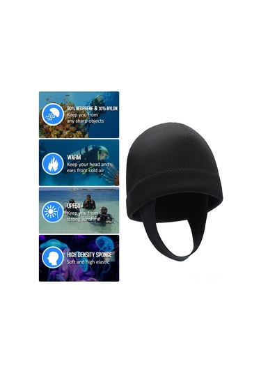 Moveevo 2mm Neopren Denizcilik Şapka Kızıl M: Güneşten Koruma, Isı Sağlama, Kulak Koruması - Snorkeling, Sörf, Yüzme İçin Beyaz