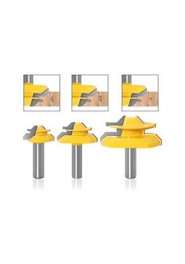 Sones Ahşap İşleme Gravür Makinesi Freze Kesici 45 Derece Derz Bıçağı, Model: 12mm Saplı 3 Adet/takım