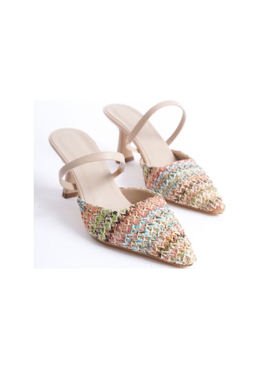 Garantili D449 Günlük Kadın Klasik Topuklu Ayakkabı MAVİ