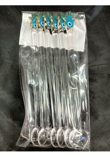 El Yapımı Cam Çay Kaşığı Yeşil El 12 Adet