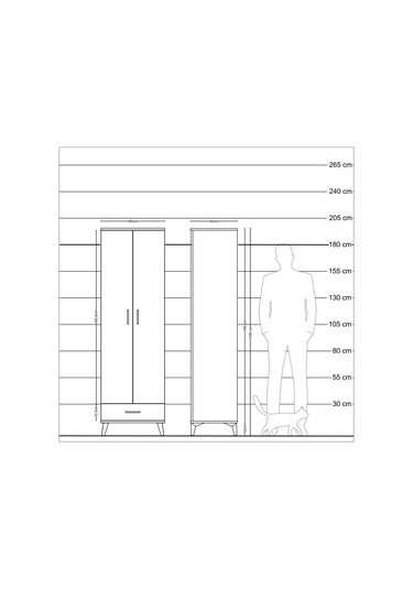 Hyperion Dolap 5 Raflı Tek Çekmeceli Tek Askılı 60x44x195 Ant... Antrasit