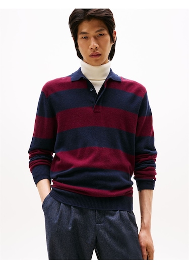 Tommy Hilfiger Dc Knıtted Rugby Erkek Mavi Kazak - Mw0mw40855 Tommy Hilfiger Dc Knıtted Rugby Erkek Mavi Kazak - Mw0mw40855