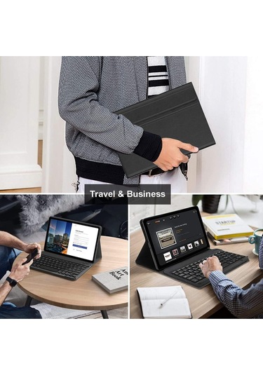 Honor Pad X8 / X8 Lite 10.1 Uyumlu Bluetooth Özellikli Standlı Kalem Bölmeli Klavyeli Kılıf
