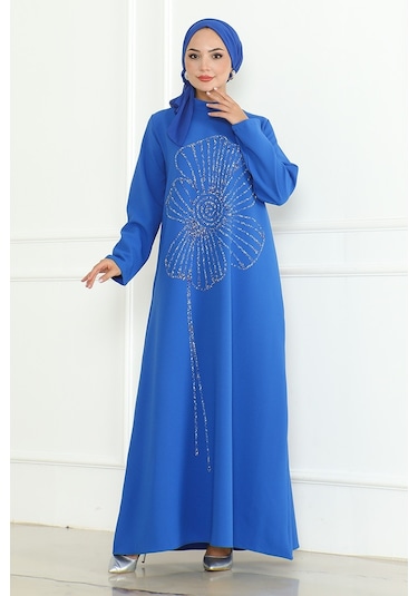 Zeral Taş İşlemeli Abiye 1200 - İndigo
