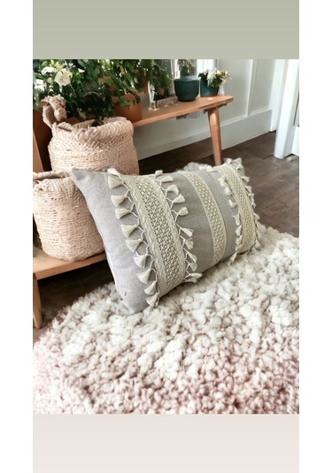 Dnc Home Tekstil Ndchome Özel Tasarım Tekli Bej Kırlent Kılıfı 35x55