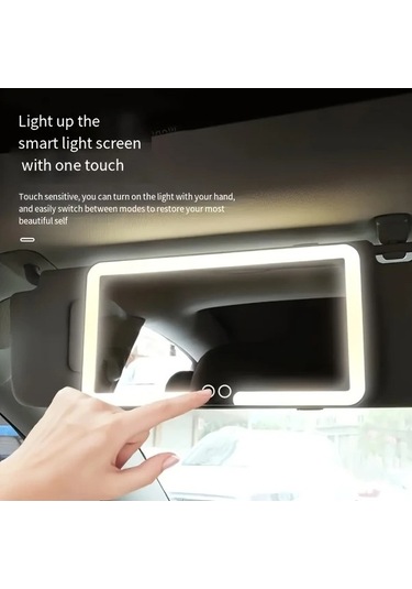 Fastbuy Dream011 Beyaz Çift Düğmeli 1 Karat Led Işıklı Araç Aynası, 3 Modlu Aydınlatma, Dokunmatik Beyaz Beyaz