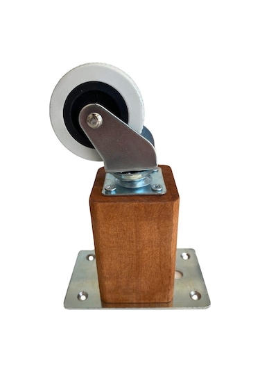 Kale Ahşap 12cm Tekerli Ayak Mobilya Masa Ve Dolap Tekerli Ayağı Frensiz 12cm Ceviz Kayın/gürgen