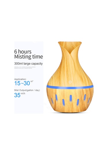 Ruicoo "300ml Ahşap Desenli Nemlendirici & Aromaterapi Difüzörü - Sessiz Çalışma, Led Işık, Usb Şarj"