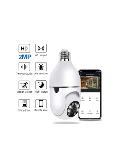 Wifi 360 Panoramik Ampul Kamera Güvenlik Kamerası Çift Wifi 360 Derece Gece Görüşlü