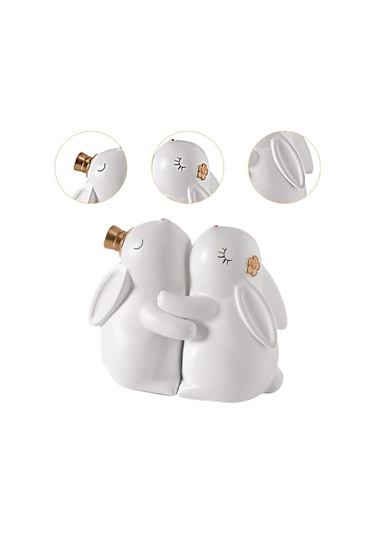 Suntek 2 Adet Reçine Tavşan Heykelcik Heykeli Süslemeleri 11cmx12cmx15cm