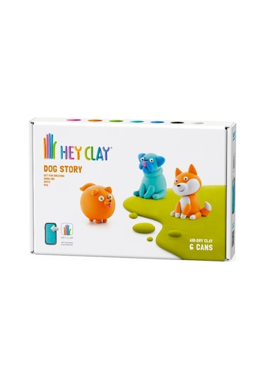 Hey Clay Hava İle Kuruyan Kil 6'lı Kutu - Köpek Hikayesi Spitz, Shiba Inu, Pug