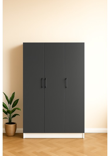 3 Kapaklı Elbise Dolabı 180 118 50 Cm Antrasit