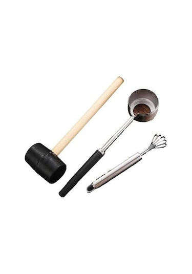 Uçak Gemisi Paslanmaz Çelik Hindistan Cevizi Açma Seti - 3 Parça Siyah