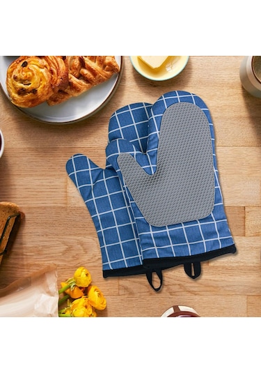 Suntek Magideal Ekleme Silikon Fırın Eldiveni Kaymaz Mutfak Mavi