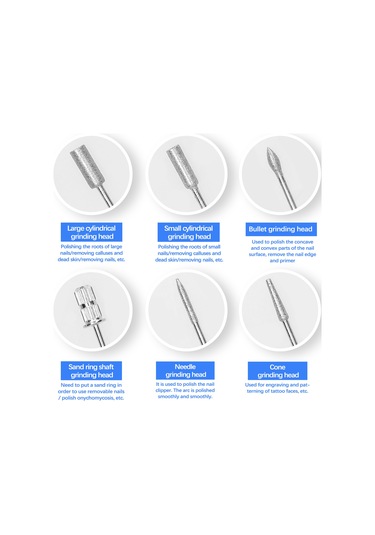 Geeroyoo Usb Şarjlı Mini Tırnak Freze Makinesi - 6 Uçlu Hız Ayarlı Profesyonel Manikür Seti