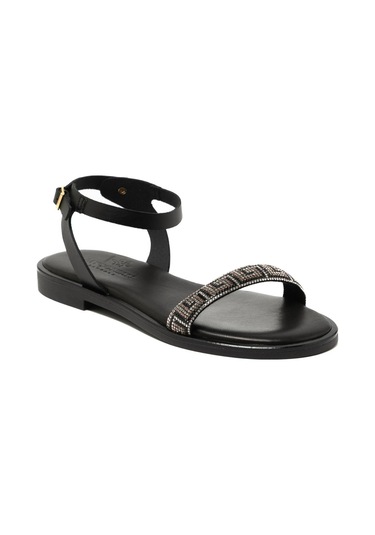 19 Black Sandalet Kadın 21008 Myconian 2025 Greek Sandal Siyah