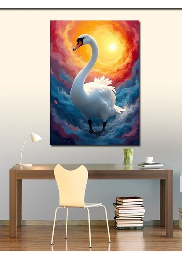 Kanvas Tablo Kuğu Ve Sisli Göl 50cmx70cm