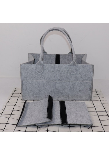 Dianziye Bebe Bezi Felt Depolama Çantası - Ev Ve Seyahat İçin Organize, Hafif Ve Dayanıklı, Gri, 34x24x18 Cm Gri