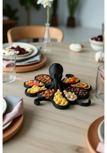 Oxyteez Ahtapot Tasarımlı Dekoratif Stand Siyah Renk Reçine Tasarım Ev Ve Ofis Dekorasyonu