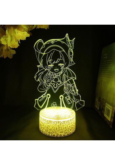 Genshin Impact 3d Gece Lambası Oyunu Yatak Odası Dekorasyon Işığı Sevimli Renkli Hediye Led Lamba Manga Çocuklar İçin Harika Hediye Çok Renkli