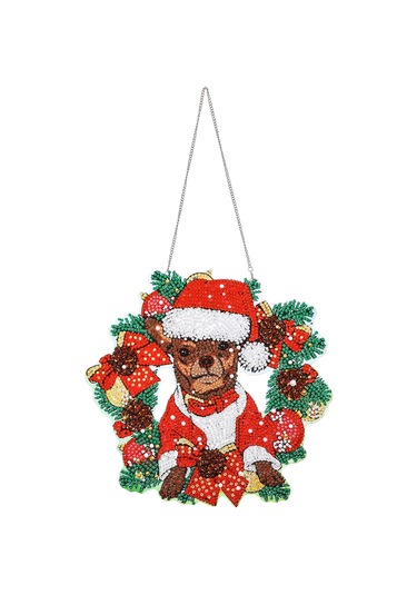 5d Elmas Boya Noel Çelenk Dıy Kırmızı Ve Yeşil