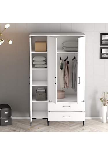 Variant Kumsal 3 Kapılı Rt Gardrop - Beyaz / Beyaz