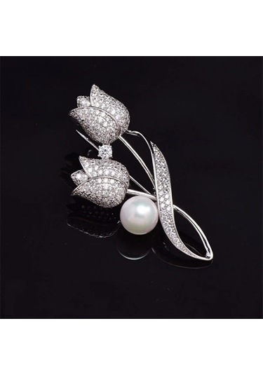 Gelişmiş Lüks 2023 Yeni Lale Çiçek Broşu Zarif Tasarım Gül Beyaz M4-5-1670 M4-5-1670 Çok Renkli